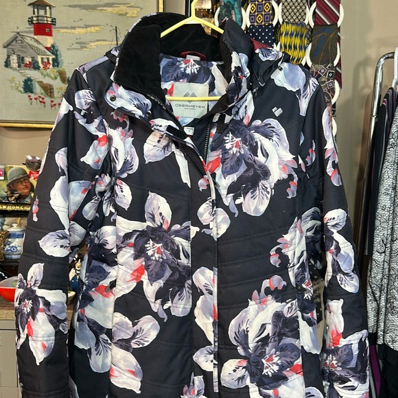 Obermeyer Women's Floral Jacket - Navy,  Coral, White size 8 - Picture 5 of 11